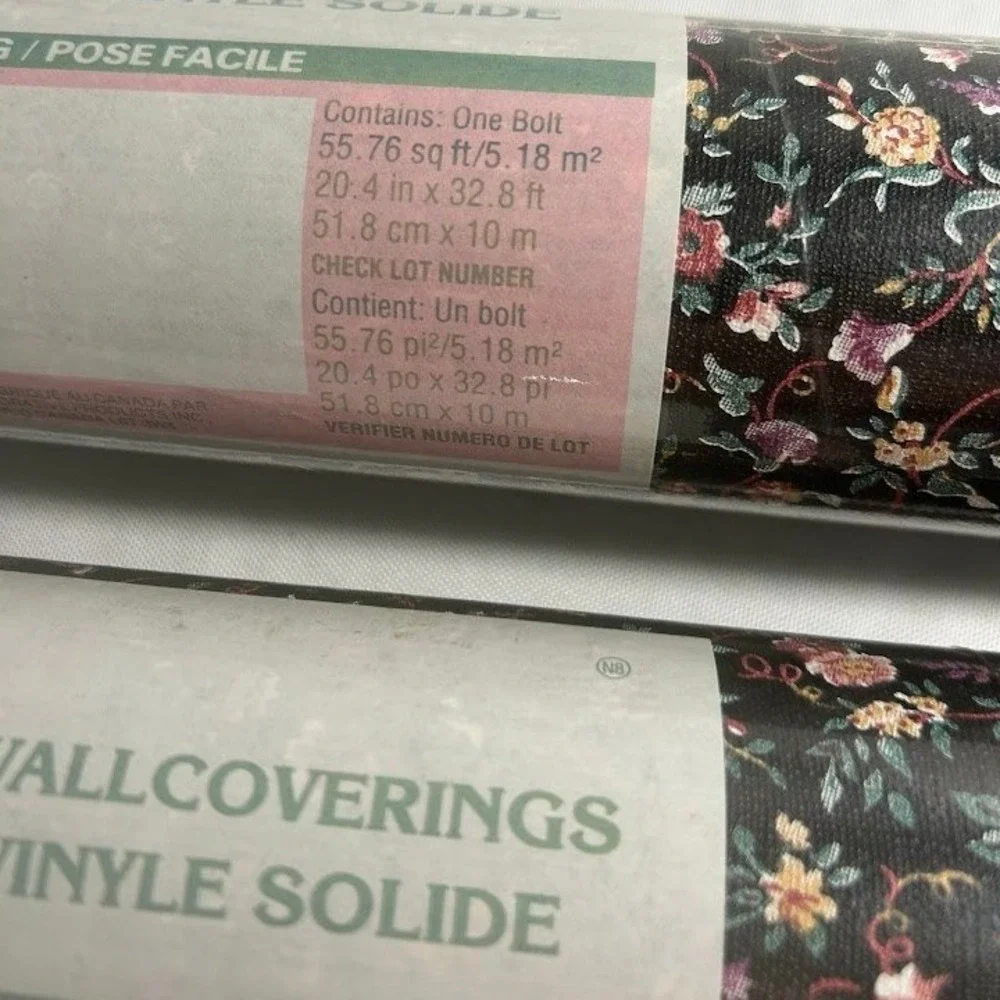 Castleton Vintage Black Floral Dark Academia Victorian Vinyl Wallpaper 2 Rolls